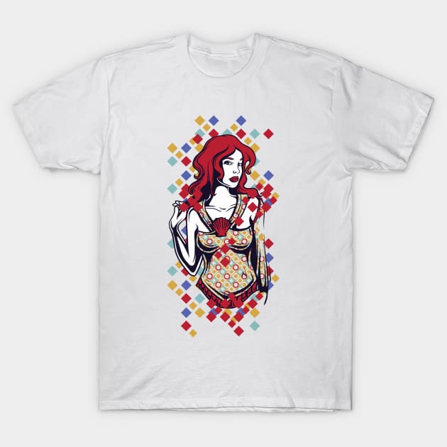 Red-haired Savvy Lady T-Shirt by MarinasingerDesigns